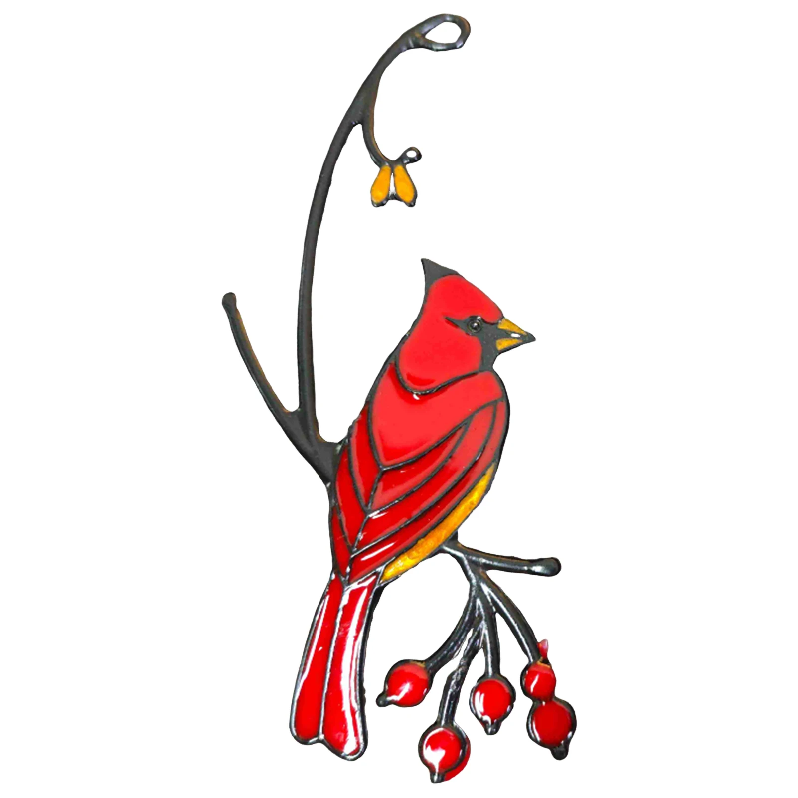 Cardinal Bird Stained Glass Ornament Epoxy Craft Home Window Decoration Hanging Ornament