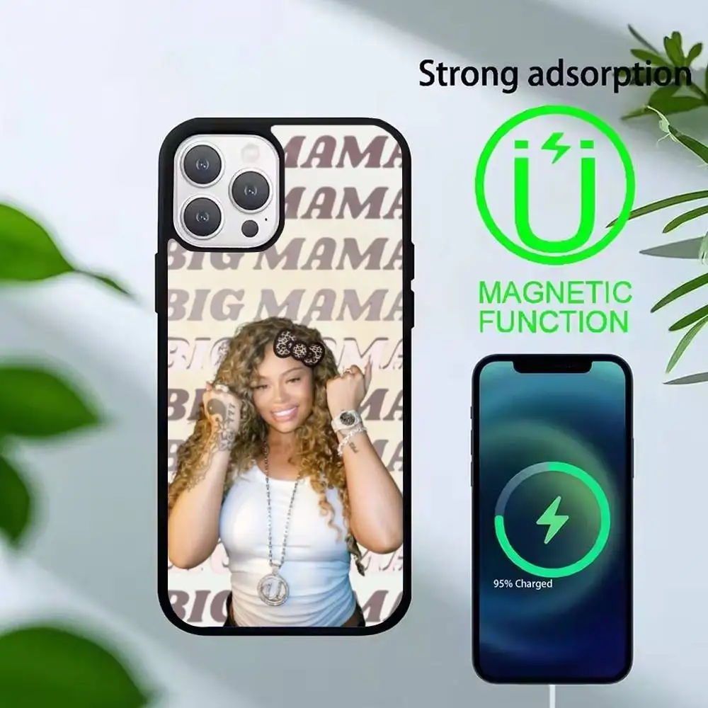 R-Rapper L-Latto Big mama Phone Case For iPhone 17 16 15 14 13 12 Pro Max Plus for Mirror Wireless Magnetic Cover
