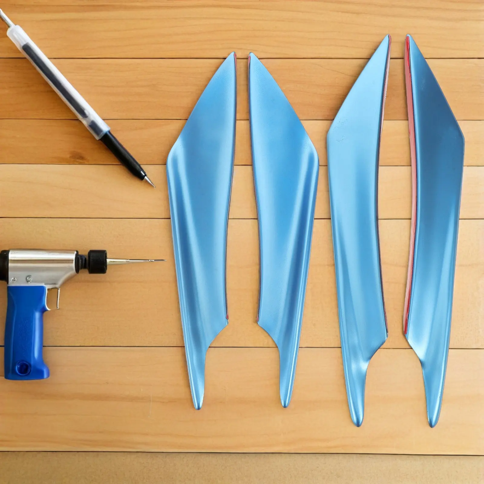 

4Pcs Car Modification Front Bumper Spoiler Canards Trim Enhance Aerodynamics Sporty Appearance Easy Installation Universal Fit