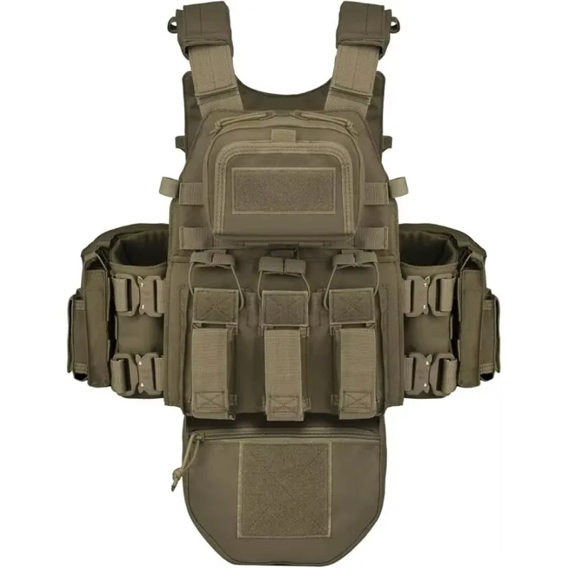 Vanda Brown Nylon Tactical Vest with Quick Release Buckle Metal Hardware Molle System Compatible