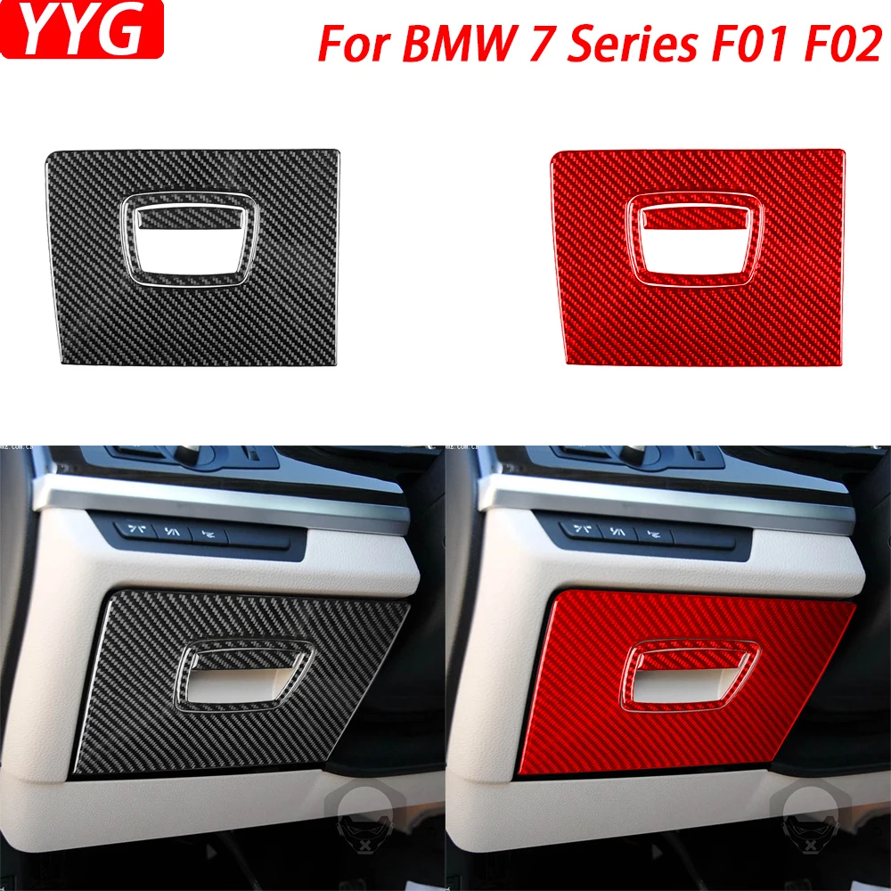 

For BMW 7 Series F01 F02 2009-2014 Real Carbon Fiber Driver Storage Box Panel Set Trim Cover Car Interior Accessories Sticker