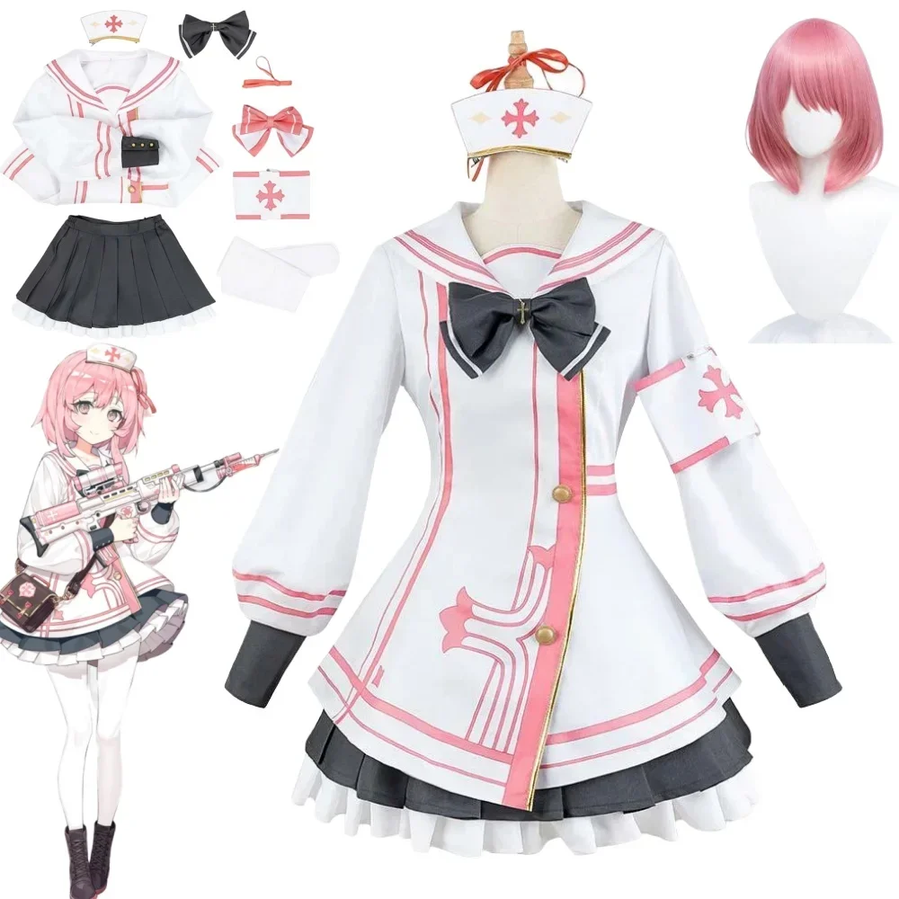 

Game Blue Archive Sumi Serina women's cosplay clothing, casual uniform, jacket, skirt, wig, nurse hat, bow, Halloween party atti