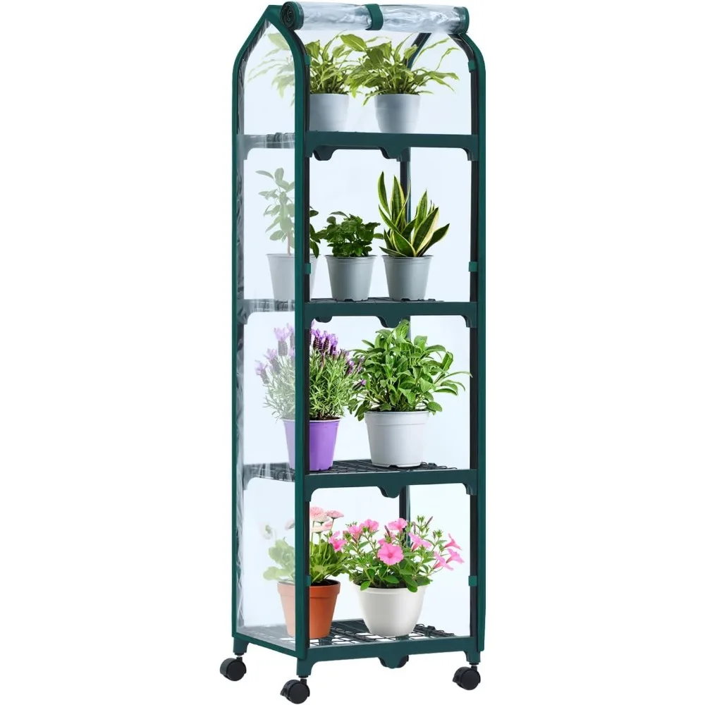 

Portable Mini Greenhouse with Locking Wheels, Indoor Outdoor Plant House for Seedling Gardening Gifts