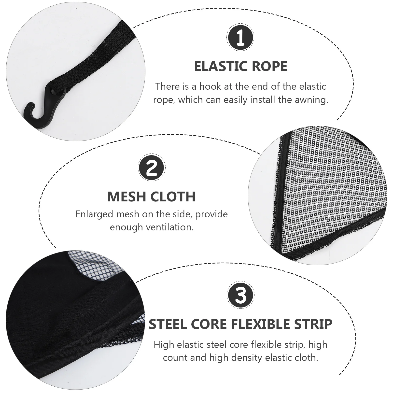 

Stroller Sunshade Large Size High Elastic Steel Core Durable Baby Stroller Parasol Ventilated Mesh Side Awning For Most Carts