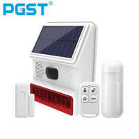 PGST 433MHZ Wireless Solar Sound Light Flash Alarm Outdoor Alarm Horn for Wifi GSM Home Security Alarm System PIR motion sensor