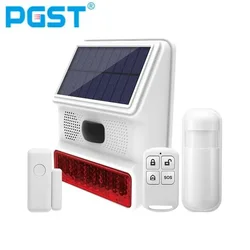 PGST 433MHZ Kablosuz Güneş Ses Işığı Flaş Alarm Açık Alarm Kornası Wifi GSM Ev Güvenlik Alarm Sistemi PIR hareket sensörü