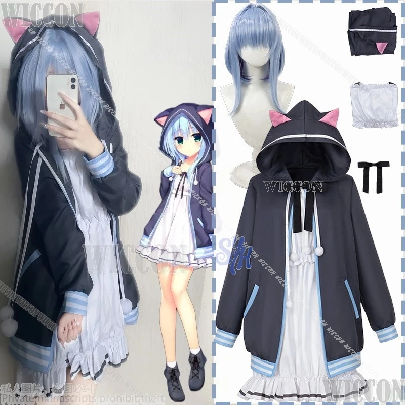 

Nishiki Asumi GalGame Creative Cosplay Clothes Jirai Kei Girls Cat-eared Coat Kawaii Y2k Dress Lovely Lolita Wig Halloween Suit
