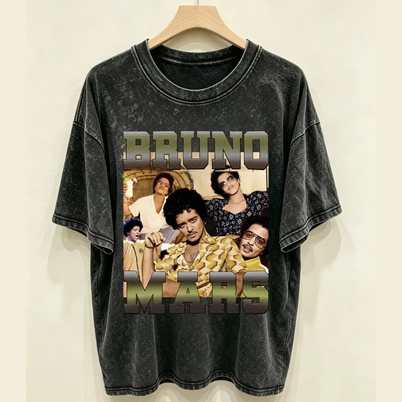 washed T Shirt Bruno Mars 90s Vintage Bootleg AN19320 vintage Washed Casual Stretched Top For Everyday Wear graphic Soft