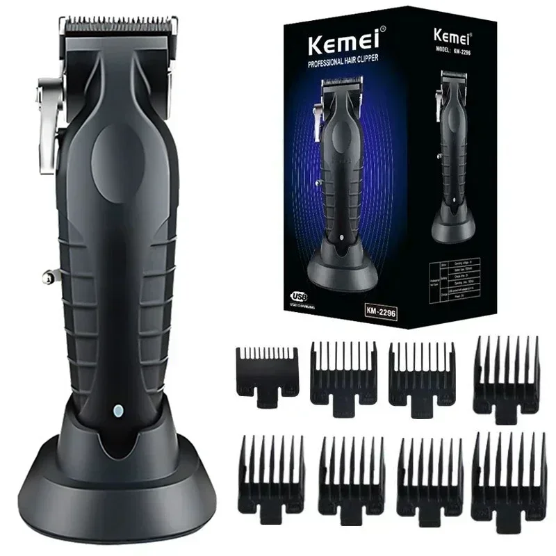 Kemei-Tondeuse à cheveux électrique sans fil aste professionnelle avec base de chargement, machine de coupe de cheveux de barbier d'origine