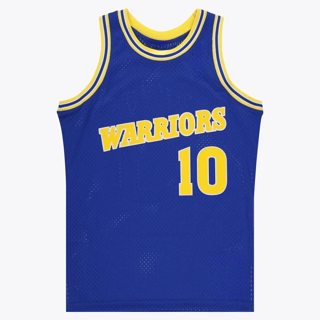 Família Golden State Warriors No. Camiseta Retro de Basquete Azul e Amarela, Sem Mangas, Respirável, Moda Esportiva Retro