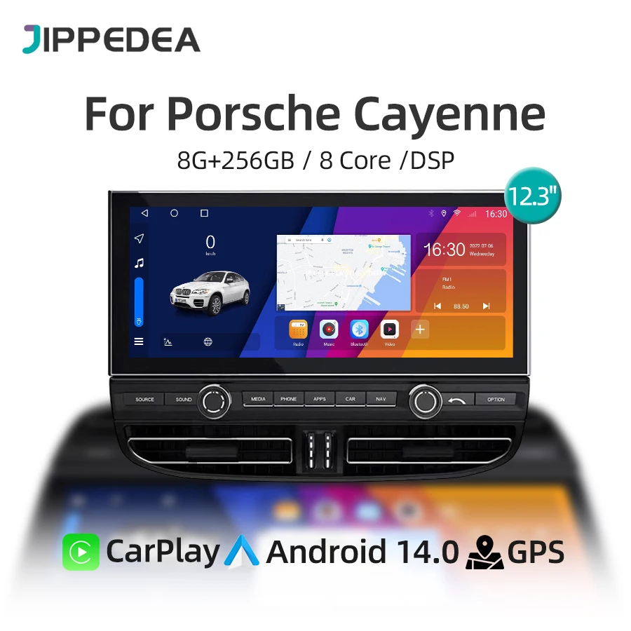 

12.3" Android 14 CarPlay Car Multimedia Player GPS Navigation 4G WiFi QLED Screen Stereo Car Radio For Porsche Cayenne 2011-2017