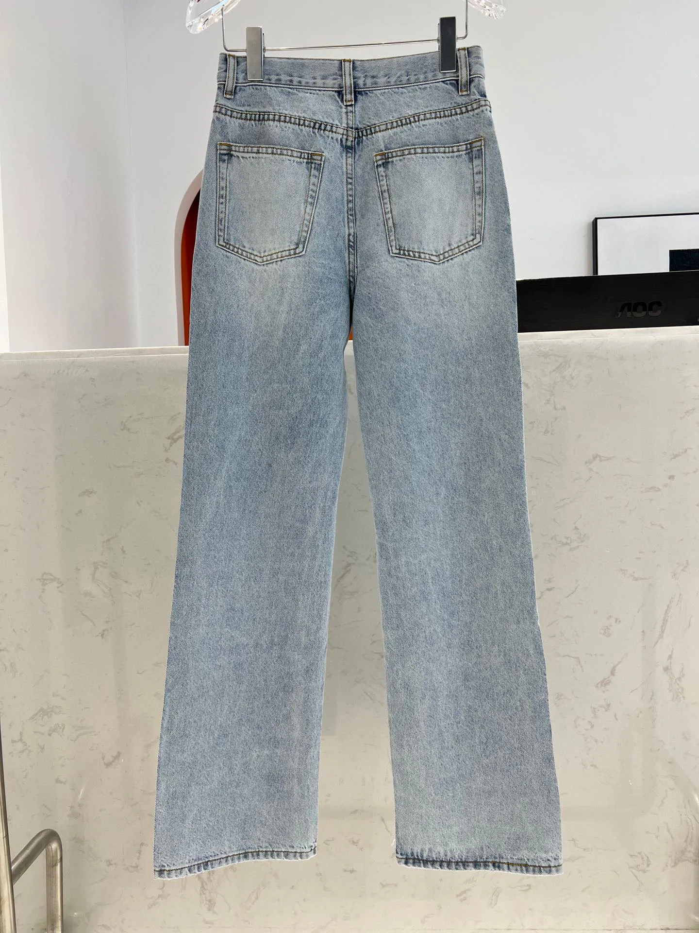 Casual high quality soft denim classic straight leg jeans