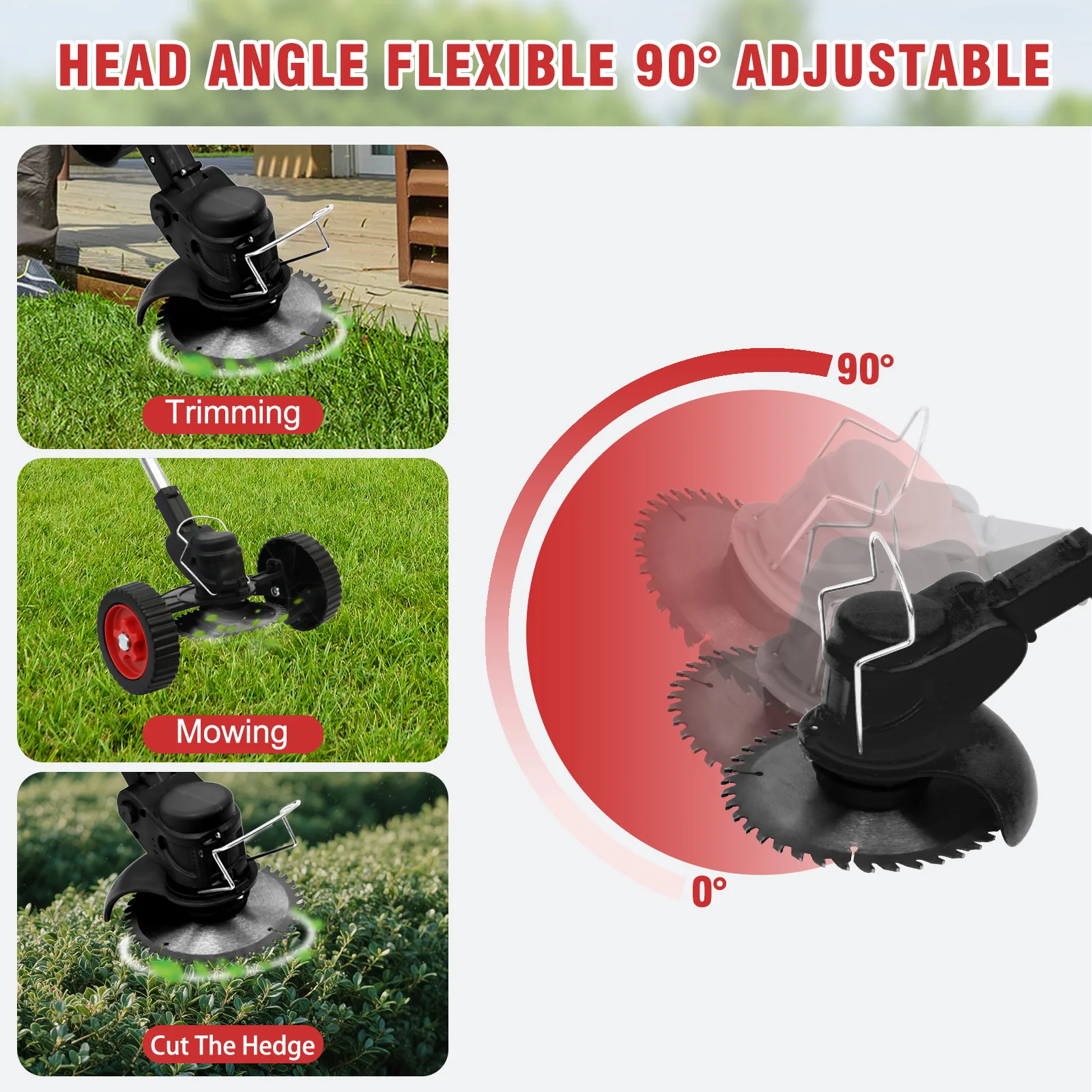 21 فولت اللاسلكي أداة تشذيب العشب جزازة الاعشاب واكر الكهربائية طوي خفيفة الوزن شاحن سريع 5C 2000 مللي أمبير بطارية عجلة سفلية