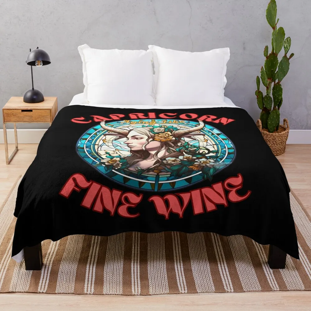 Capricorn: Aging Like Fine Wine. capricorn quotes Throw Blanket Custom Luxury Plush christmas decoration Blankets