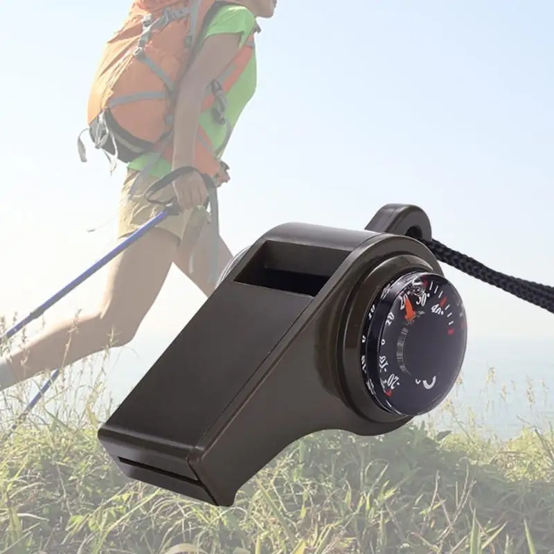 

652F 3pcs Survival with and Thermometer Loud Safety Outdoor Emergencies Whistles for Hiking Camping