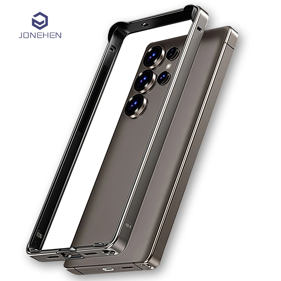 Penutup Bumper Silikon Hybird Logam Ringan untuk Samsung Galaxy S25 Ultra S24 Plus S25Ultra Aksesori Belakang Bingkai Aloi Tahan Benturan