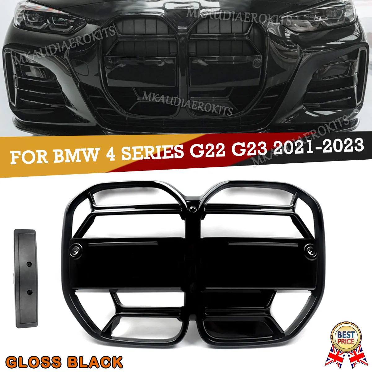 

For BMW 4 Series G22 G23 420i 430i M4 CSL Style 2020 2021 2022 2023 Car Racing Grills Refit Gird Front Bumper Grille Gloss Black