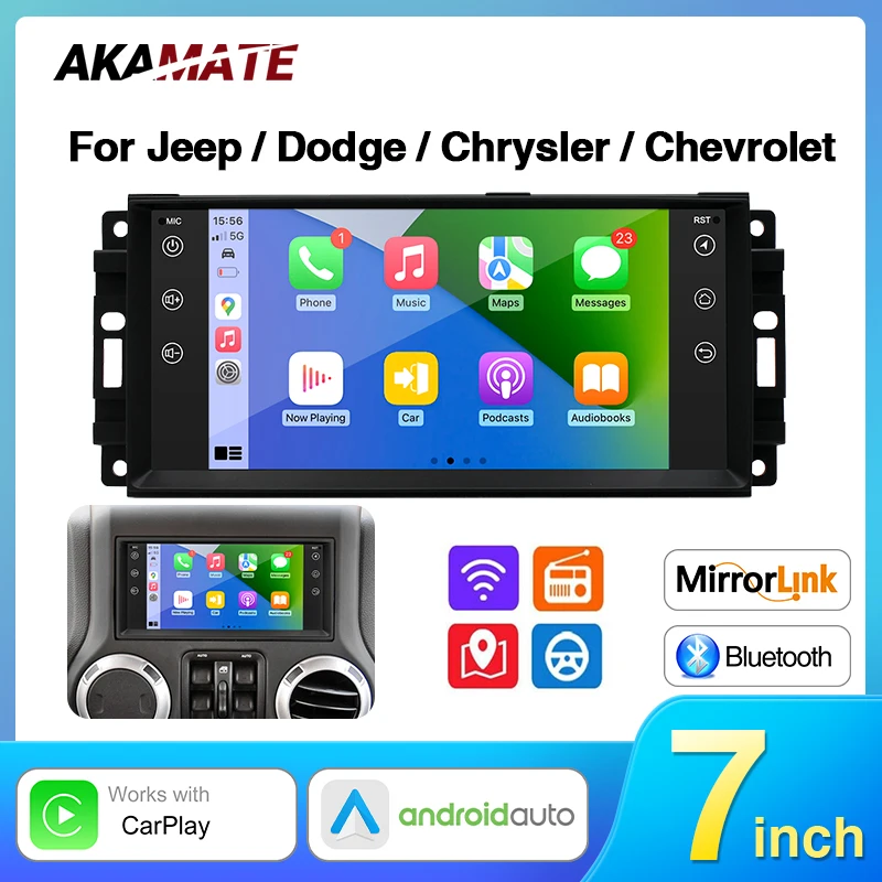 

7inch Car Radio CarPlay for Jeep Wrangler Cherokee Grand Cherokee Dodge Ram Chrysler Chevrolet Epica GPS Navi Bluetooth WiFi FM