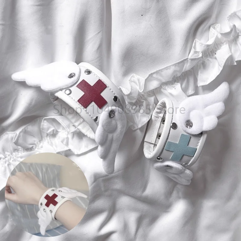 

Handmade Gothic Bangle Lolita Girl Wings Punk Bracelet Watercolor Medical Angel Wings Bracelet Economic