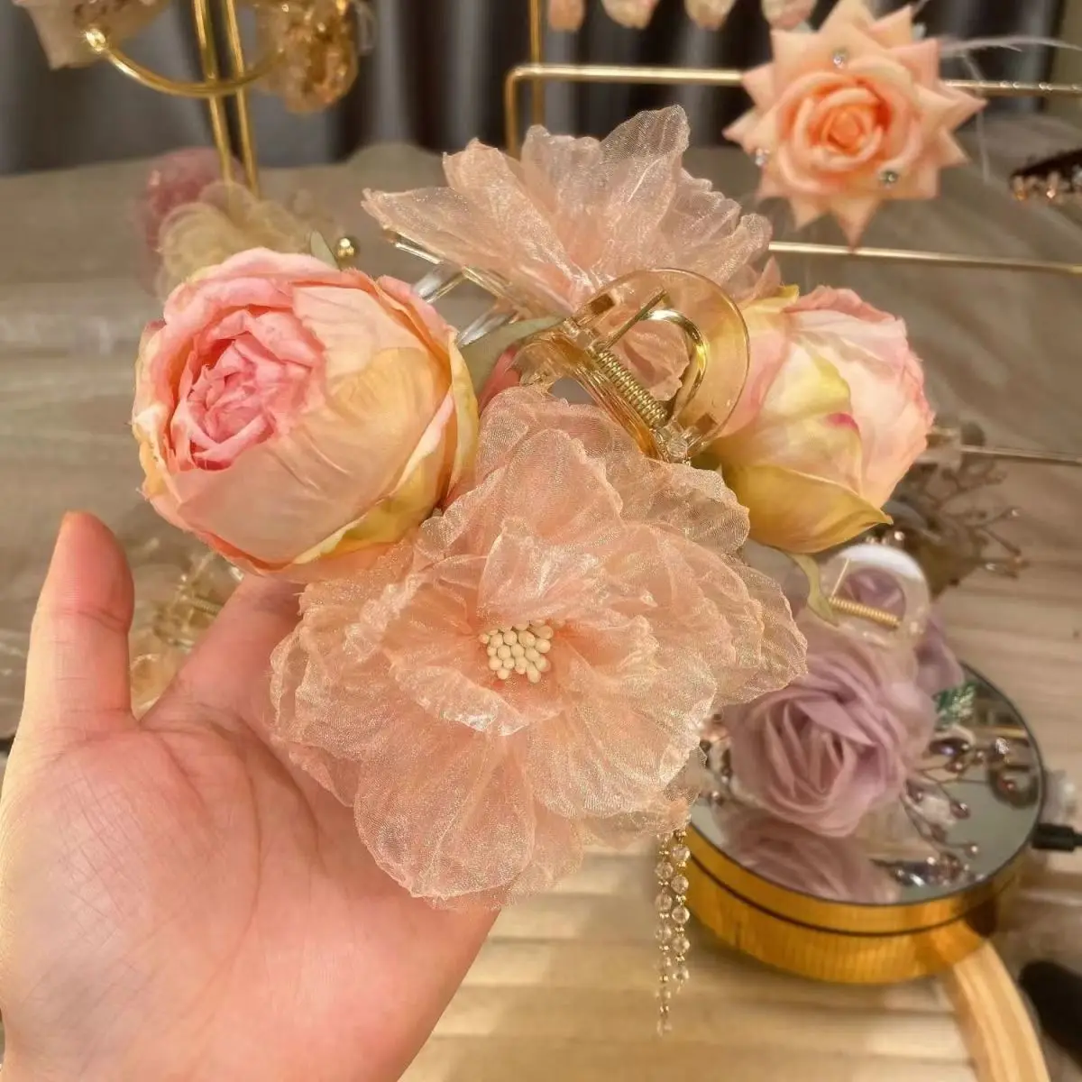 

2024 New Women Fancy Flower Beautiful Hair Clip Girls Elegant Temperament Fairy Korean Style Fashion Hair Claw Headwear