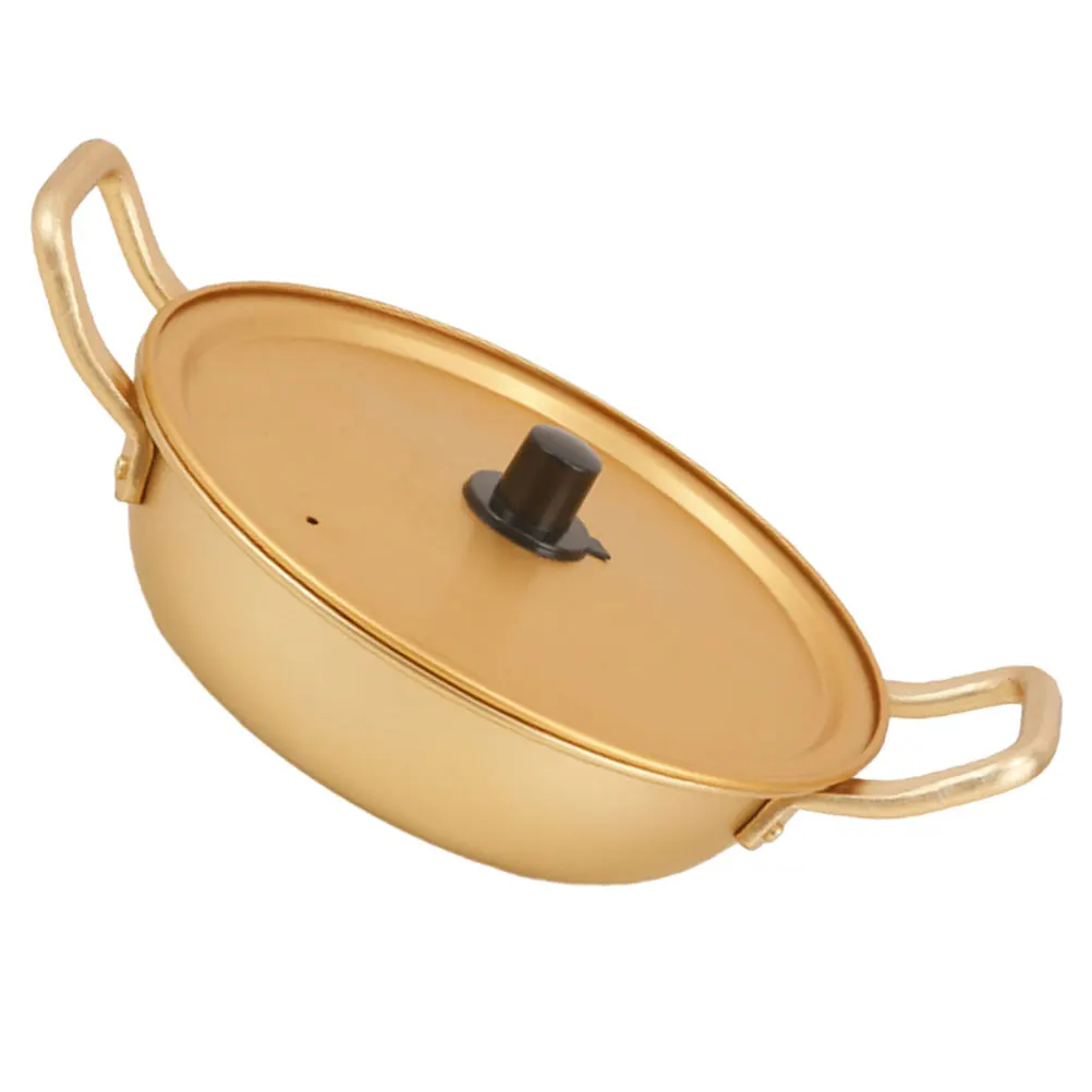 

1pc Yellow Aluminum Instant Noodles Pot Korean Ramen Lightweight Portable Camping Hiking Picnics Backyard Parties Quick Heating