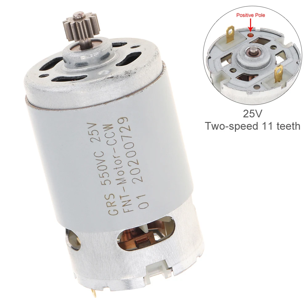 RS550 DC Motor 25V 25000 RPM Two-Speed Micro Motor with 11 Teeth High Torque Gear Box for Cordless Charge Drill Screwdriver