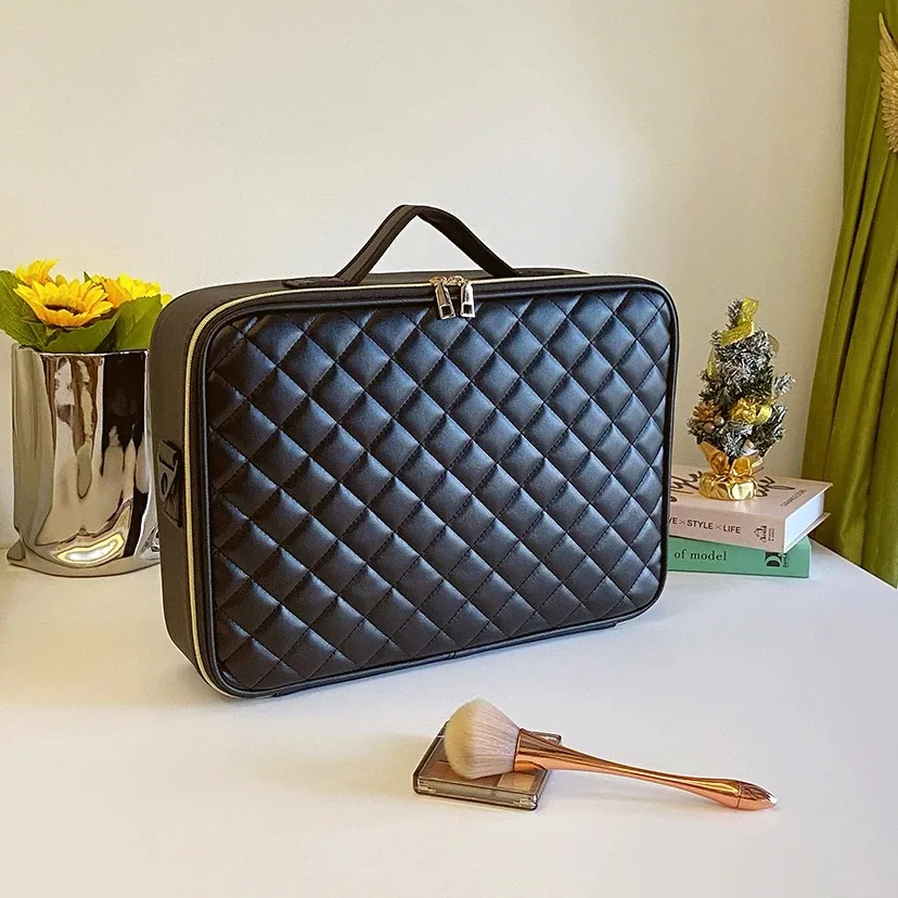 

Новая сумка-перегородка Argyle, специальная косметичка, большая вместительная сумка для макияжа с макияжем, портативная сумка для хранения, ящик для инструментов для макияжа