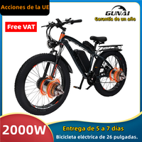 EU STOCK 2000W Electric Bicycle Dual Motor, GUNAI 26Inch Off-road Fat Tyre Bike,48V 23AH Removable Battery Adult Electric Bike