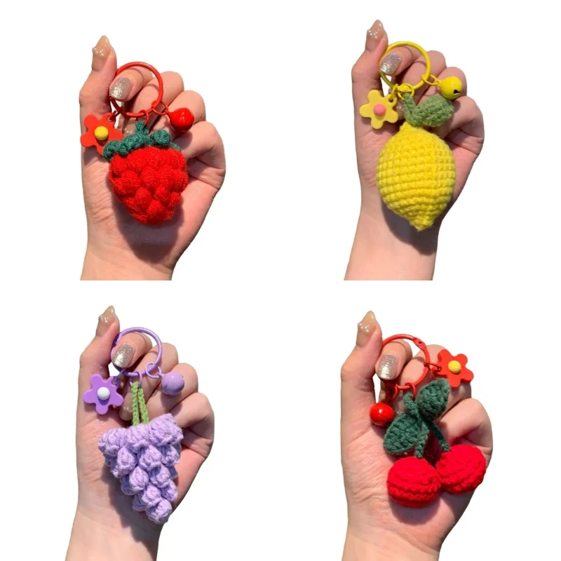 

2025 New Cute Keychain Handmade Weaving Cute Strawberry Flower Keychains Gift for Car keys Bag Wallet Purse Women Girls