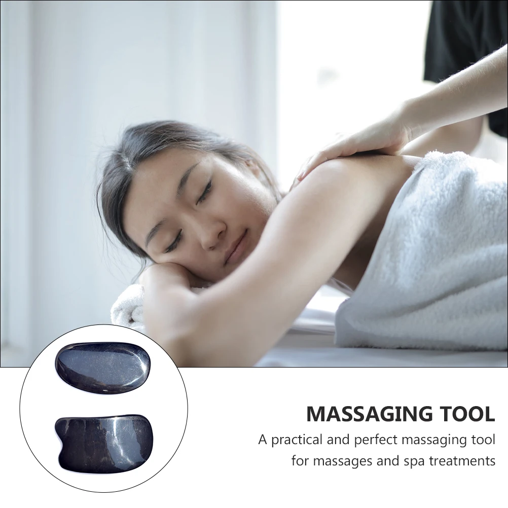 

2pcs Compact Lightweight Massage Sticks Practical Face Massagers Portable Beauty Skin Care Tools Ox Horn Guasha Board Facial