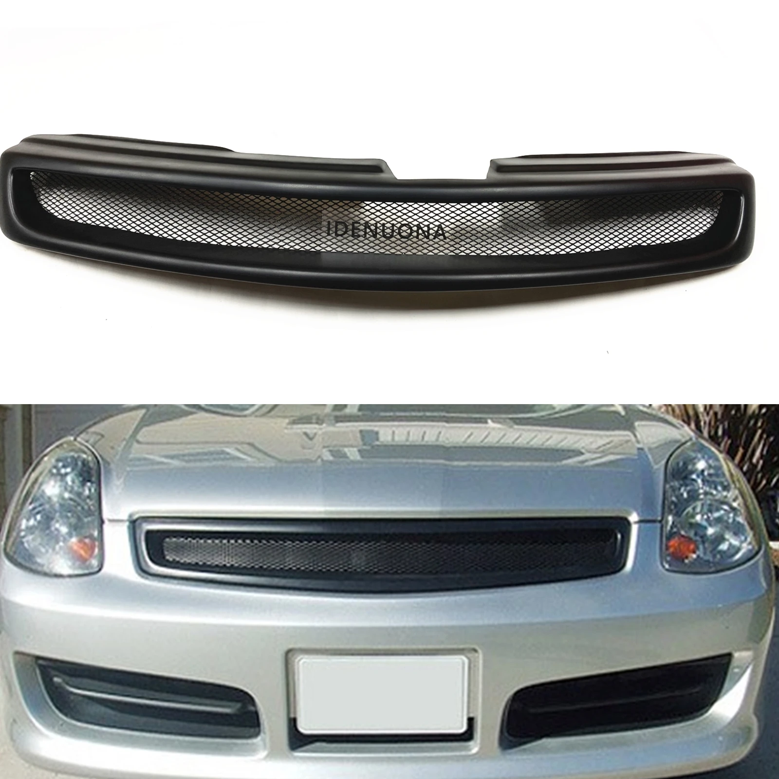 

Front Grille Grill For Infiniti G G35 2003-2004 Nissan Skyline V35 4 Door Sedan Fiberglass/Carbon Fiber Upper Bumper Hood Mesh