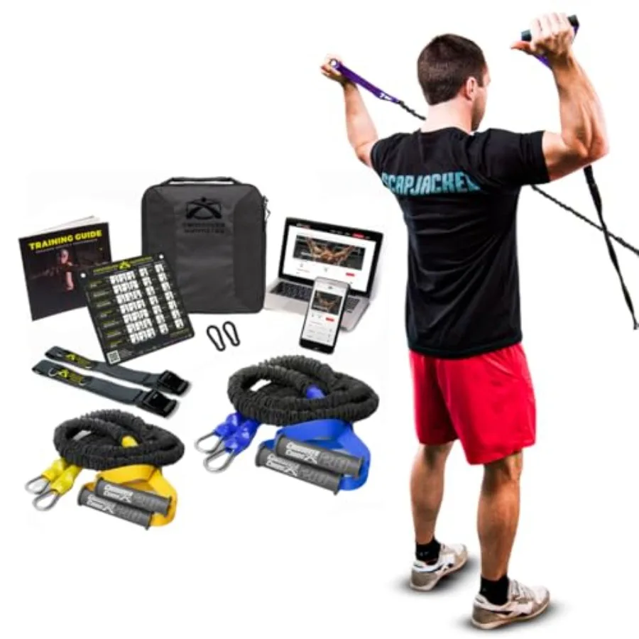 

Shoulder System Includes Two Sets of Resistance Bands Attachments Training Guide Exercise Chart Online Workouts for Home Fitnes