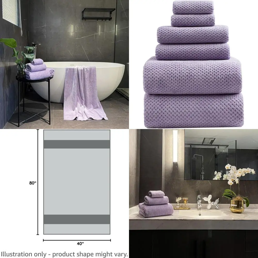 

Роскошные большие простыни для ванной 40x80 — 6 упаковок лавандовых полотенец из микрофибры для взрослых: мягкие, быстросохнущие и впитывающие