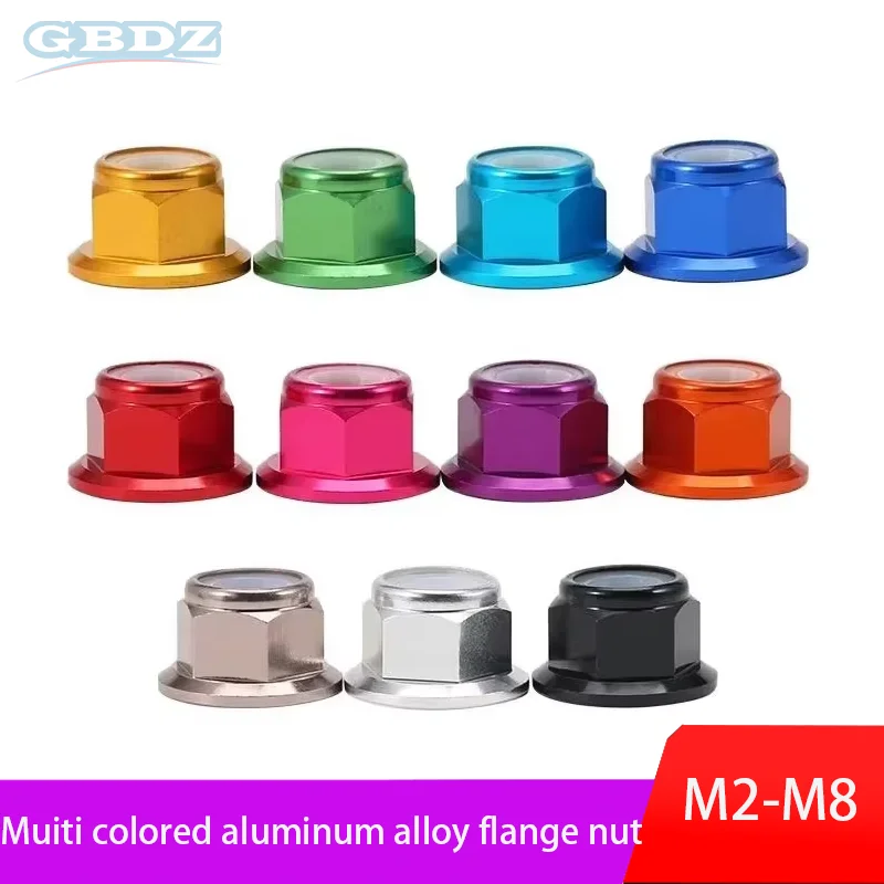 

M2-M8 5PCS Aluminum Alloy Insert Lock Nut, Colored Aluminum Flange Nut for Automotive