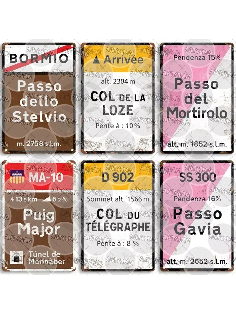AliExpress HELLOYOUNG NostalgicPedal Artysian Tour De France Metal Plaque - Road Signs with Croix De FER, Madeleine -Premium Cycling-Themed Wall Decor