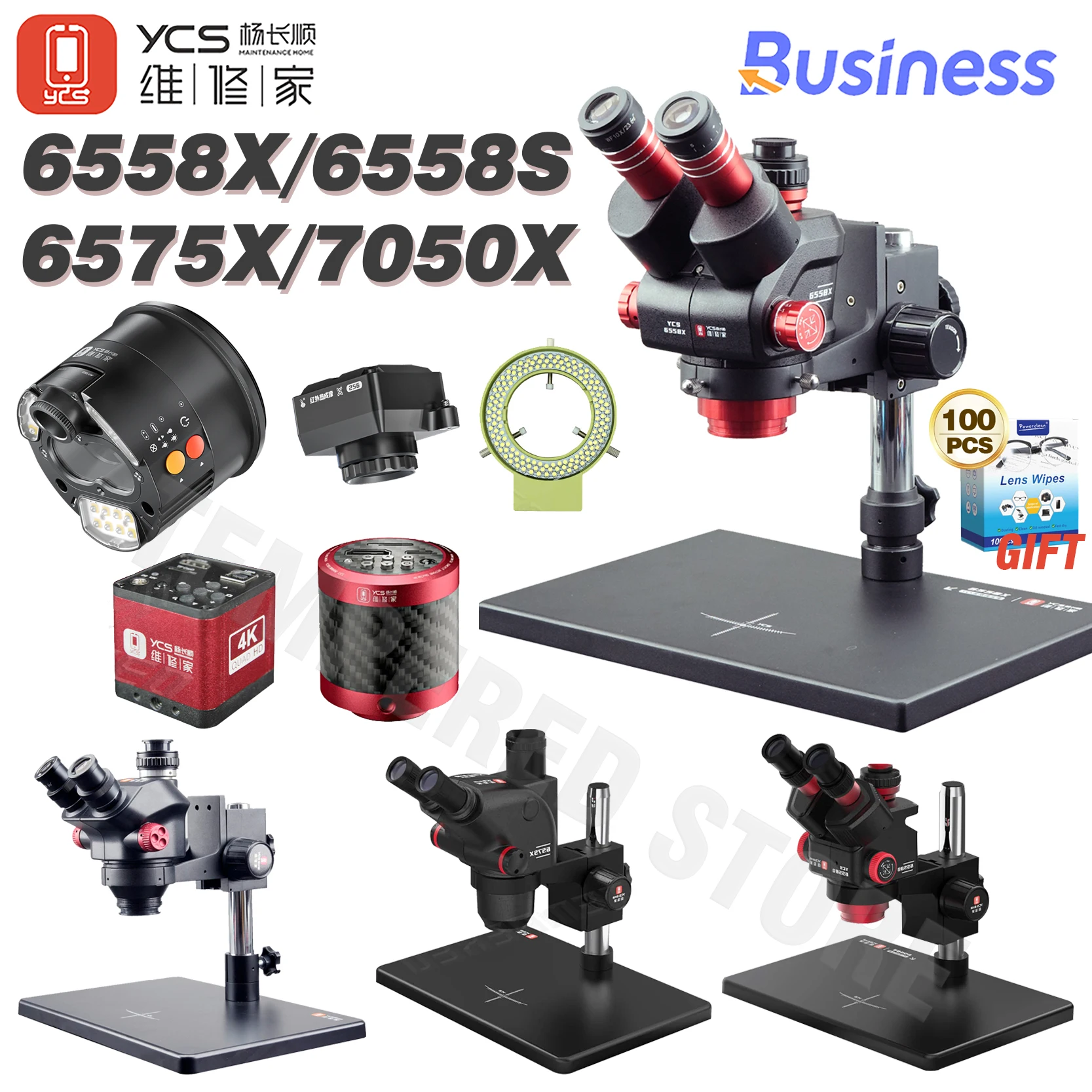 YCS 6558X 7050 6575X Ultra HD Trinocular Microscope with Large