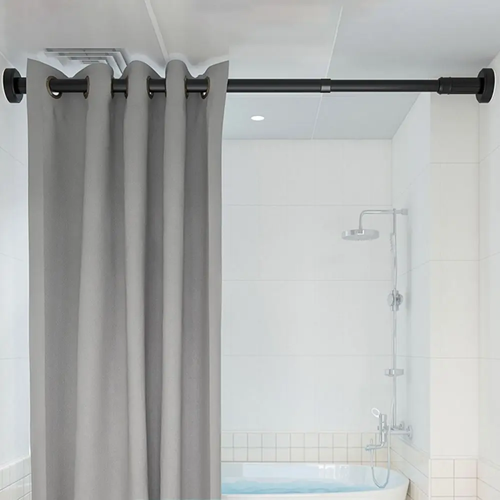 35-80 سنتيمتر لا الحفر قطب تليسكوبي قضيب الستارة قابل للتعديل الفولاذ المقاوم للصدأ الملابس تجفيف الرف للحمام شرفة