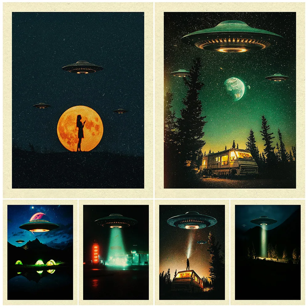

Mysterious UFO Incidents Around The World,Vintage Wall Art Print,Contact With Extraterrestrial Civilizations,Art Poster Print