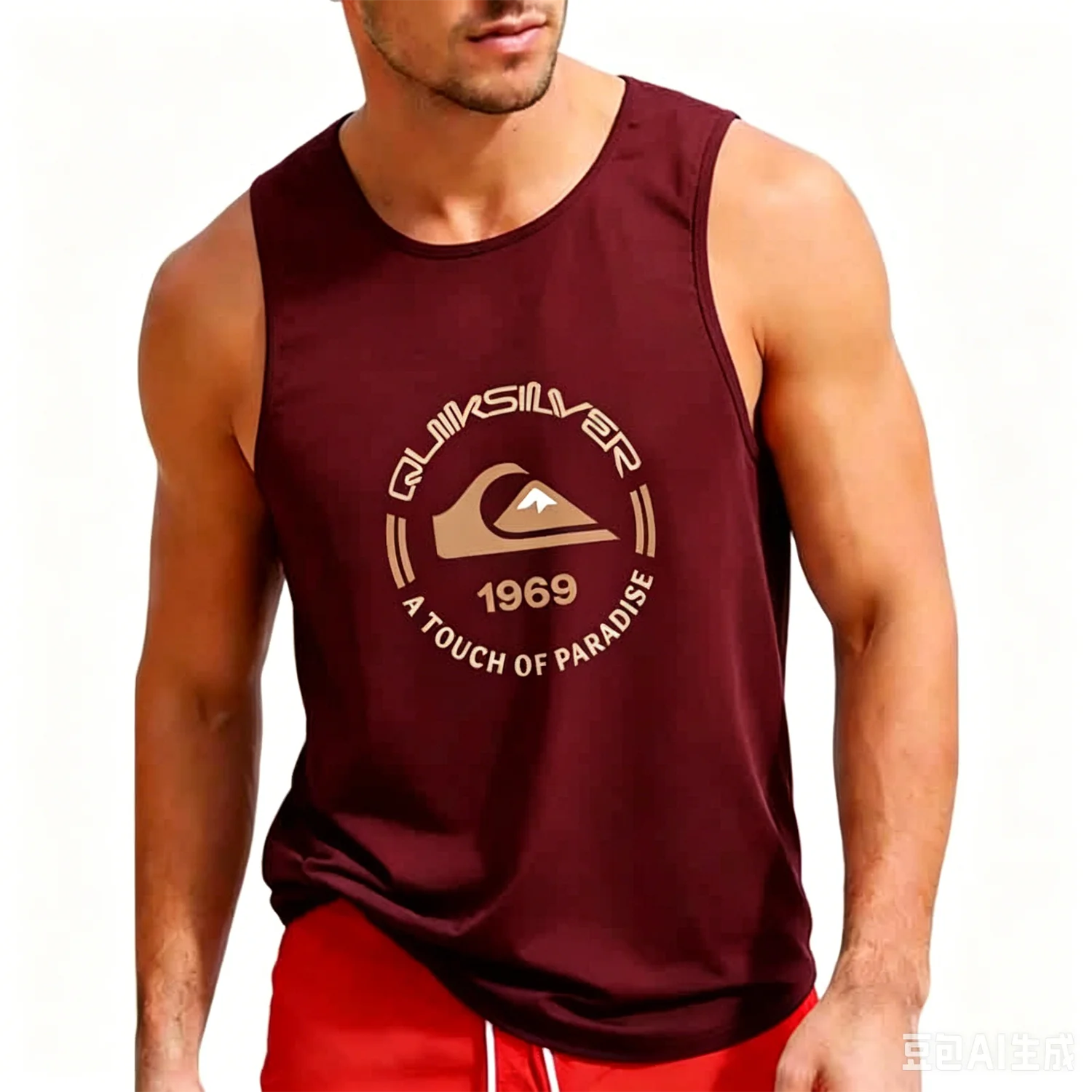Men's Quiksilver 1969 Logo Print Tank Top Black Summer Lightweight and Breathable Casual Sleeveless Men's T-Shirts and Tank Tops image 4