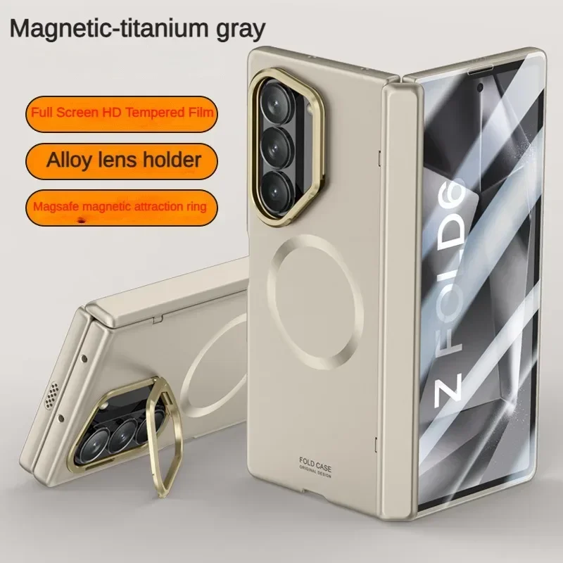 

Cases For Samsung Galaxy Z Fold 6 Phone Case Spring Hinge Frame Bracket HD Shell Membrane All-Inclusive Z Fold6 Protective Cover