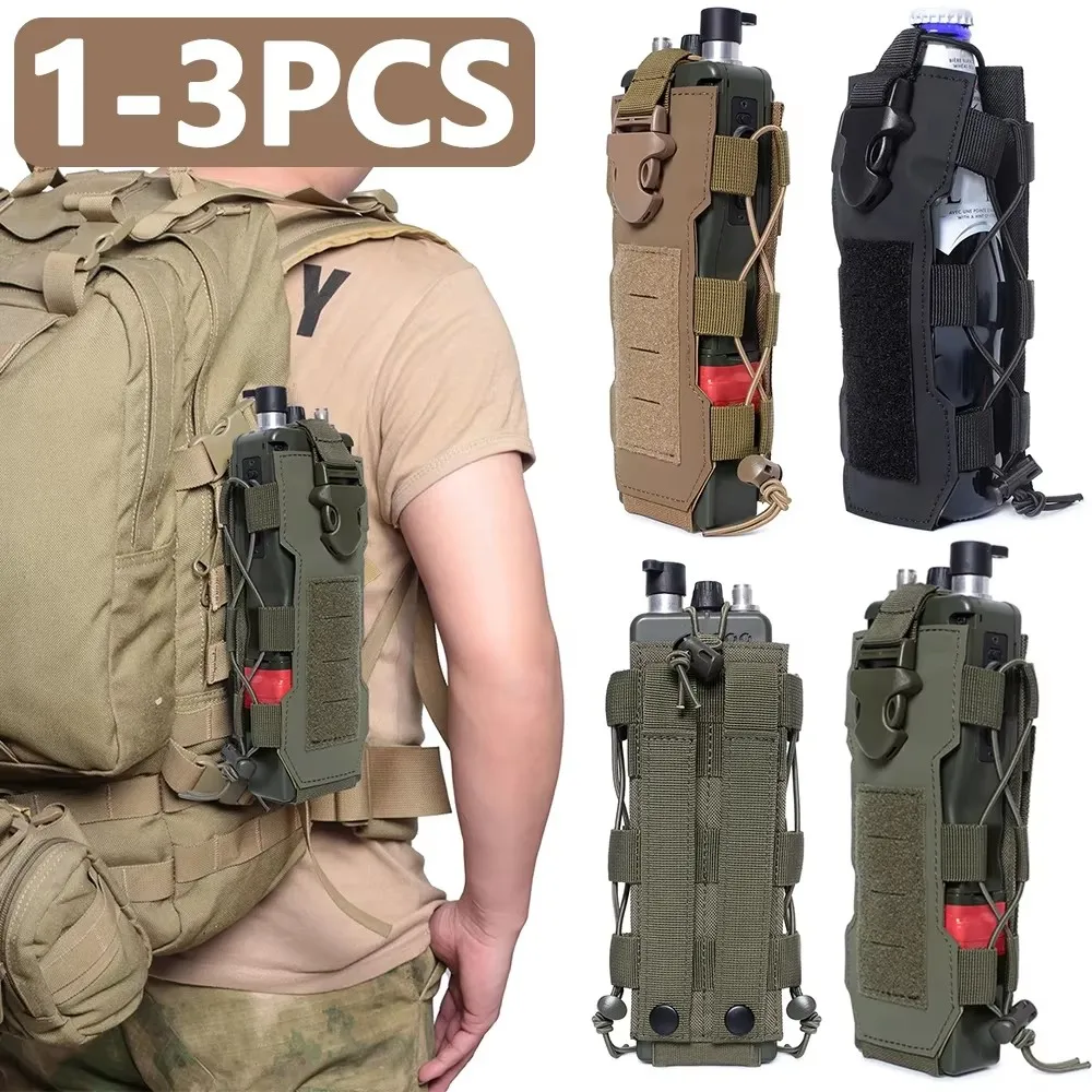 Tactical Molle Water Bottle Pouch Bag Military Outdoor Travel Hiking Drawstring Water Bottle Holder, Kettle