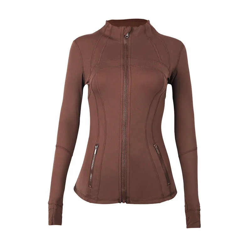 Veste de sport à manches longues pour femme, cardigan à fermeture éclair, coupe couvertes, haut de course et de fitness, yoga, nouveau