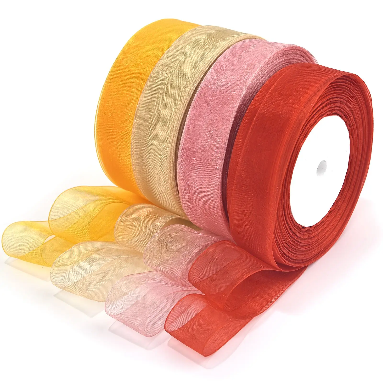 

50 ярдов прозрачная шифоновая лента из органзы, атласные ленты 2,5 см, женское украшение, свадебное украшение, швейные принадлежности, ткань