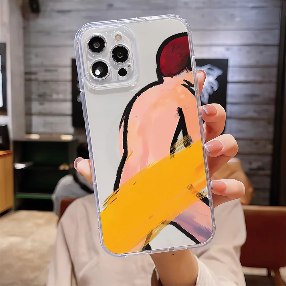 Trendy and Humorous Painting For IPhone 16 15 14 13 12 11 Pro Max Plus Transparent Magnetic Suction Phone Case