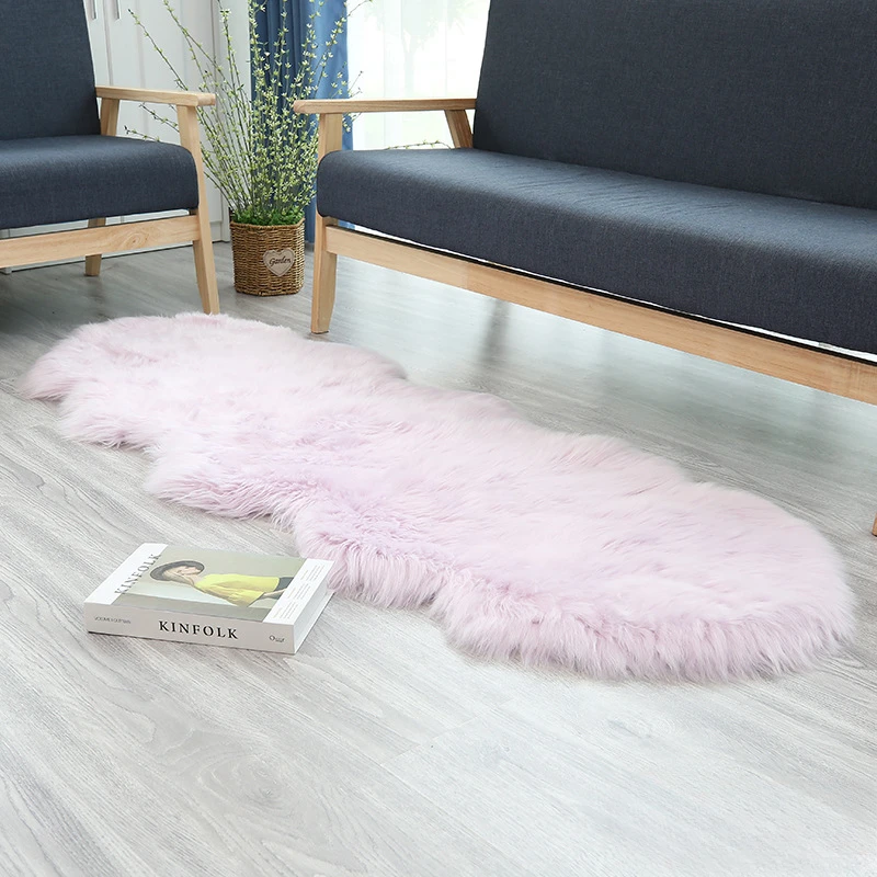 Soft Irregular Rugs for Bedroom Plush Floor Foot Mats Faux Fur Wool Carpets Living Room Lounge Fluffy Bedside Rug Sofa Cushion