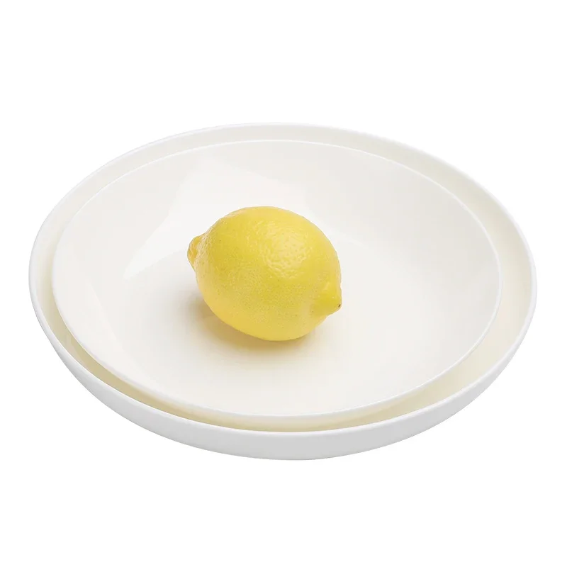 Plato de porcelana de hueso blanco puro, plato de sopa Circular de estilo chino, platos de vajilla de cerámica para el hogar