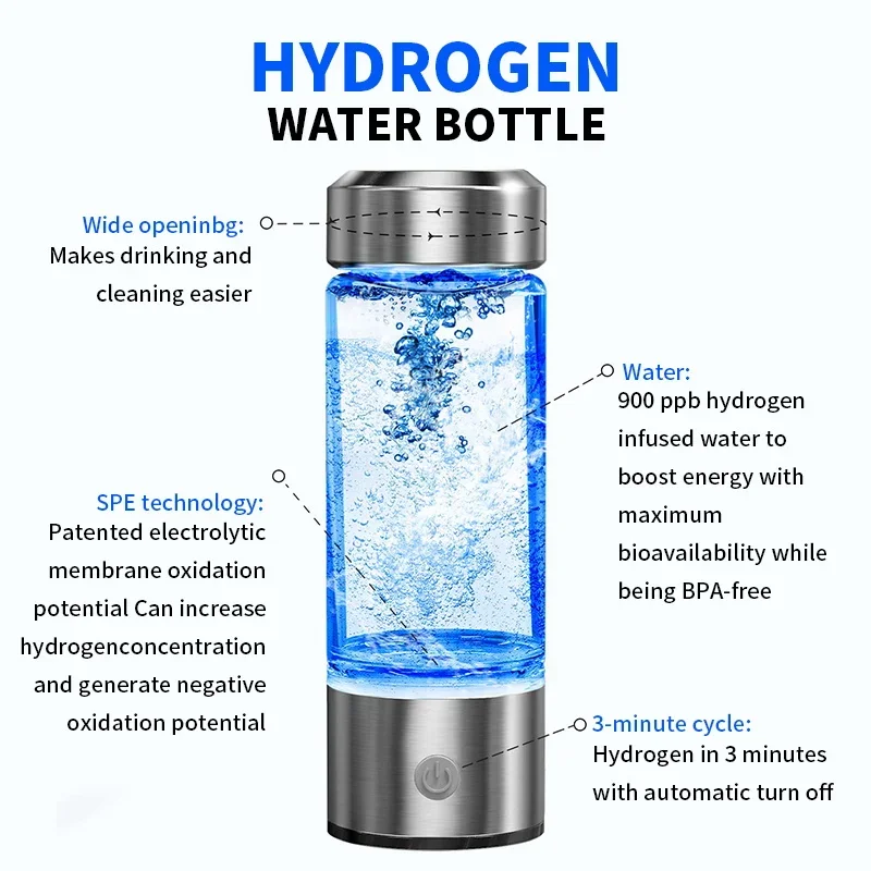 420ml Hydrogen-Rich Water Cup Electric Hydrogen Rich Water Generator Bottle Titanium Quality Filter Portable Antioxidant Lonizer