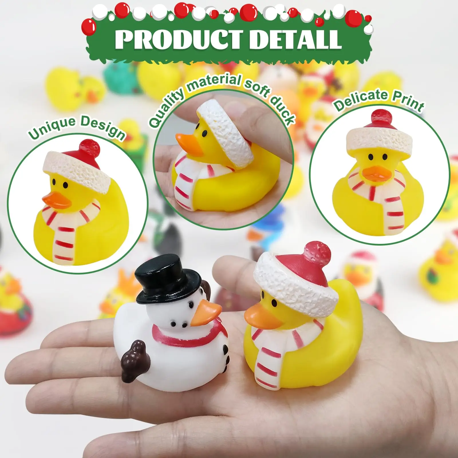 1-100pcs Christmas Rubber Ducks  Accessories Jeep Duckies Toys for Kids Christmas Party Favors,Gift Exchange,Christmas