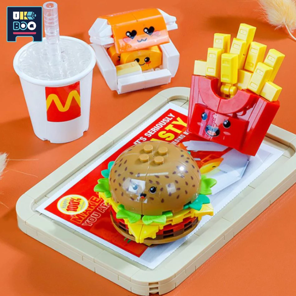 Hamburger Building Blocks 261pcs French Fries Fried Chicken Models Bricks Cartoon Fast Food Set Children\'s Toys Kids Gifts