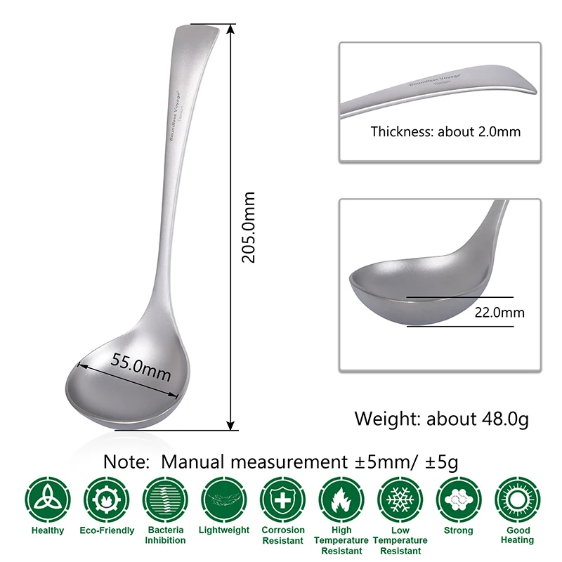 Boundless Voyage Titanium Soup Spoon Long Handle Outdoor Picnic Camping Tableware Scoop Porridge Stew Sauce Wine Ladle